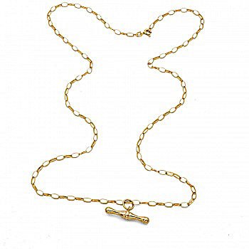 9ct gold 3.9g 25 inch T.Bar Pendant with chain